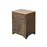 Oriental Simple Natural Wood Brown Drawer End Table Nightstand ws4981S
