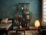 Oriental Light Brown Vase Shape Step Shelves Display Cabinet Divider ws4993S