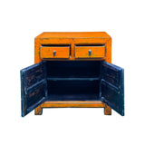 Distressed Vintage Style Weathered Orange Drawers Credenza Cabinet ws4995S