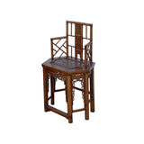 Vintage Brown Lattice Work Hexagonal Narrow Accent Armchair ws4996S