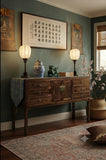 47" Brown Wood Grain Pattern Drawers Console Side Altar Table ws4997S