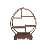 Oriental Circular Peach Shape Brown Wood Display Cabinet Room Divider ws4999S