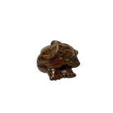 3" Artistic Brown Wood Carved Elephant Fengshui Miniature Figure ws5013S