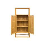 Light Brown Slatted Doors Display Storage Minimalist Zen Bookcase Cabinet ws5015S
