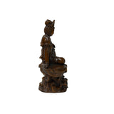 5.75" Hand-Carved Wood Cross Leg Bodhisattva Figurine Sculpture Tang Style Art ws5018S