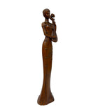 Oriental Brown Wood Carved Slim Artistic Holding Pipa Lady Figure ws5020S