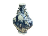 Chinese Blue White Porcelain MoonFlask Scenery Graphic Art Vase ws5022S