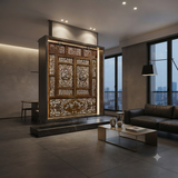 Chinese Cow Ox Cranes Motifs Wood Wall Panel Window Screen ws5024S