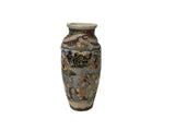 Vintage Asian Satusma Ceramic Handpainted Samurai Relief Dragon Motif Vase ws5026S