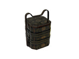 Vintage Chinese Black & Gold Lacquered Wood Basket Floral Geometric Motifs ws5027S