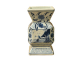 Vintage Pale Blue White Scenery Graphic Square Porcelain Vase ws5035S