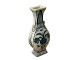 Small Distressed Finish Pear Shape Blue White Graphic Porcelain Vase ws5041S
