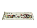 Vintage Finish Rooster Flower Graphic Rectangular Porcelain Plate Art ws5042S