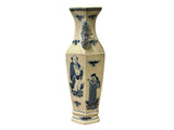 Vintage Rhombus Shape Blue White Eight Immortal Graphic Porcelain Vase ws5052S