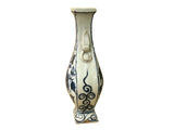 Small Distressed Finish Pear Shape Blue White Graphic Porcelain Vase ws5055S
