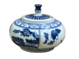 Tiny Small Blue White Oriental Graphic Porcelain Jar ws5056S