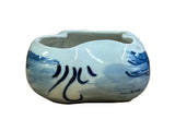 Tiny Small Blue White Oriental Abstract Graphic Porcelain Container ws5058S