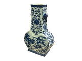 Oriental Blue White Heart Shape Flat Floral Elephant Ring Porcelain Vase ws5062S