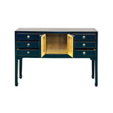 47" Black Wood Grain Pattern 6 Drawers Console Side Altar Table ws5064S