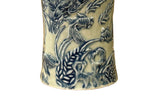 Cream Celadon Porcelain Blue Flower Gold Fishes Cylindrical Container ws5074S