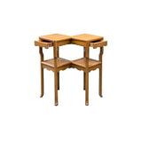 Oriental Two Tier Double Rhombus Light Brown Side Table Stand ws5076S
