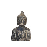 13.5" Black Brown Distressed Marks Small Stone Sitting Buddha Statue ws5080S