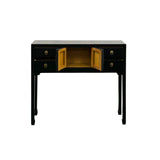 Black 4 Drawers Moon Face Slim Narrow Foyer Console Side Table ws5084S