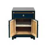 Oriental Black Lacquer Moon Face One Drawer End Table Nightstand ws5088S