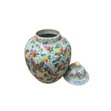 Multi-Color Floral Butterflies Graphic Porcelain General Temple Jar ws4734S