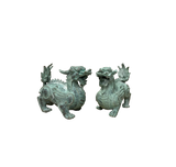 Pair Chinese Rustic Oxidized Patina Fengshui Pixiu Metal Figure GB011S