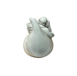 Oriental Distressed White Happy Laughing Buddha Gourd Porcelain Figure GB021S