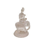 White Crystal Glass Liuli Pate-de-Verre Kwan Yin Bodhisattva on Elephant Statue GB025S