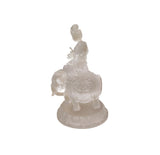 White Crystal Glass Liuli Pate-de-Verre Kwan Yin Bodhisattva on Elephant Statue GB025S