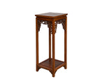 Chinese Light Brown Stain Square Ru Yi Plant Stand Pedestal Table GB041S