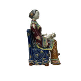Chinese Porcelain Qing Style Dressing Holding Cat Lady Figure GB052S