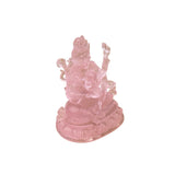 4" Pink Crystal Glass Tibetan Fortune Double Body Deity Zambala Figure GB057S