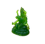 4" Green Crystal Glass Tibetan Fortune Double Body Deity Zambala Figure GB060S