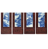 Set 4 Chinese Blue White Landscape Porcelain Painting Wall Panels GB076S