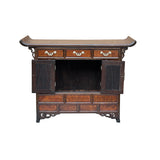 Oriental Two Brown Tone Butterflies Hardware  End Table Nightstand GB120S