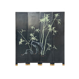 Chinese Black Base Color Flower Birds Graphic Floor Screen Divider GB121S