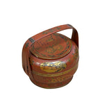 Vintage Oriental Brick Red Golden Graphic Stack Wedding Basket Display GB130S