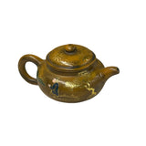 Vintage Chinese Mustard Yellow Graphic Zisha Clay Teapot Art Display GB136S