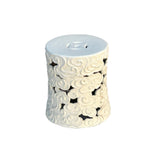 Off White Cream Swirl Cloud Pattern Round Ceramic Stool Table GB146S