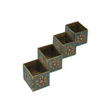 Set of 4 Turquoise Enamel Cloisonne Furniture Feet Metal Bracket GB150S