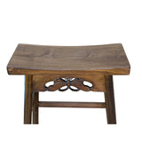 Walnut Brown Butterfly Accent Rectangle Backless Bench Side Table GB173S