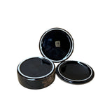 5" Oriental Black Glaze Porcelain Stack Round Box Golden Flower Graphic GB184S