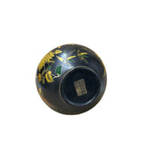 Chinese Black Lacquer Color Graphic Decorative Wood Vase Art GB188S