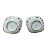 Pair Oriental Rhombus Shape Porcelain Plates Golden Scenery Graphic GB191S