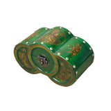Oriental Bright Green Flower Bird Graphic Circles Shape Container Box GB206S