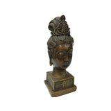 Vintage Bronze Patinated Bodhisattva Bust Buddha Metal Statue GB212S